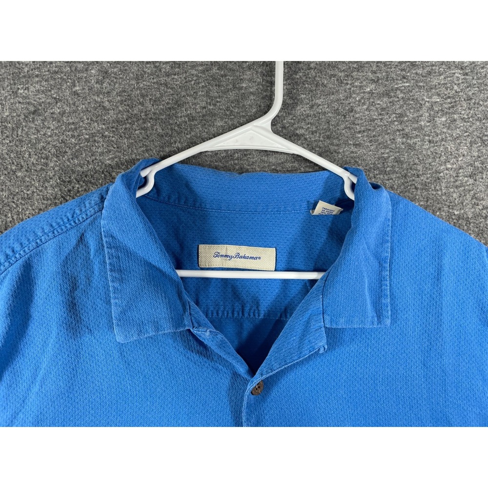 Tommy Bahama Camp Shirt Mens 3XL Silk Blend Blue Short Sleeve Button Up Beach - Picture 2 of 16